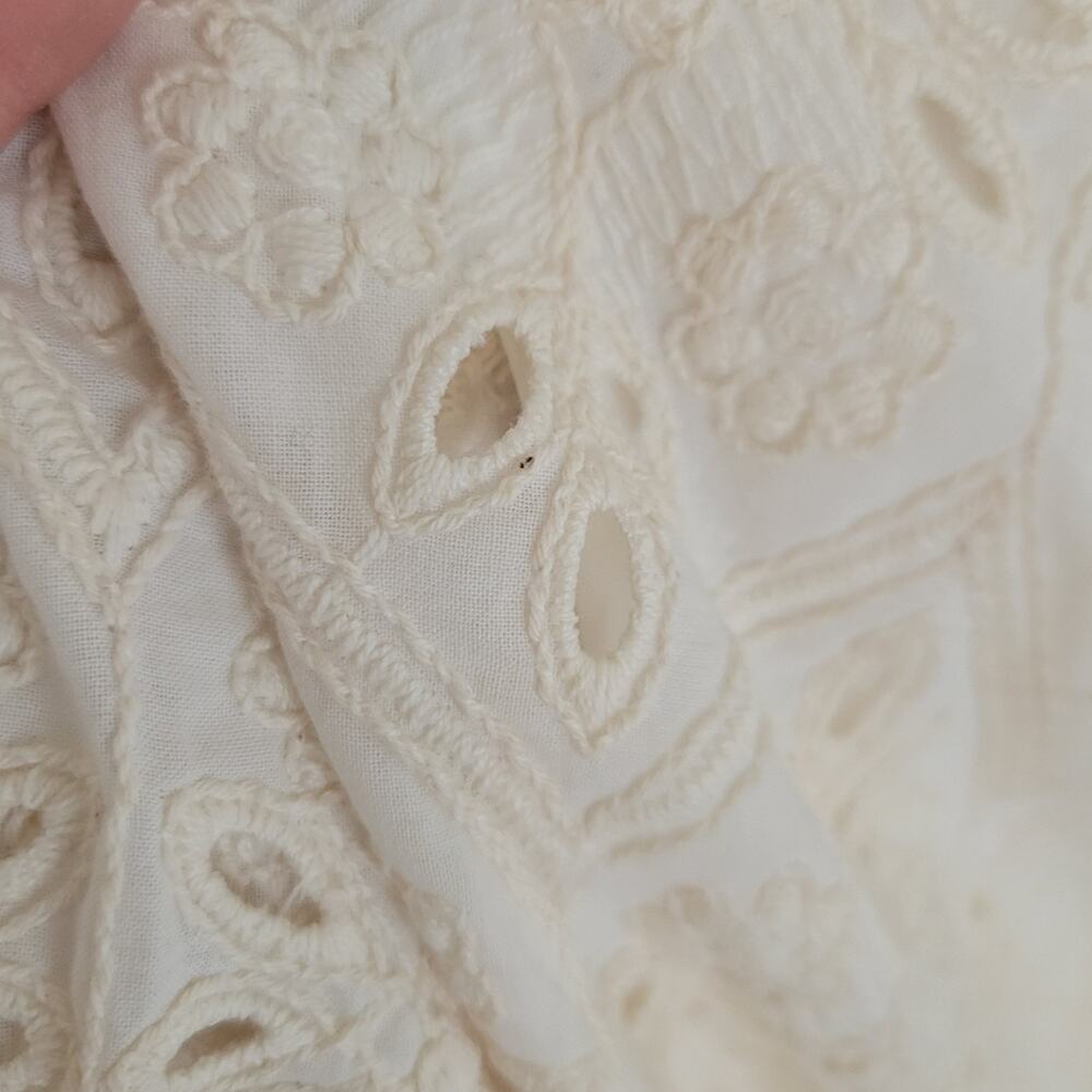 Sezane Cream White Floral Mini Louison Eyelet Embroidered Dress in Ecru Size 34 - Picture 10 of 16